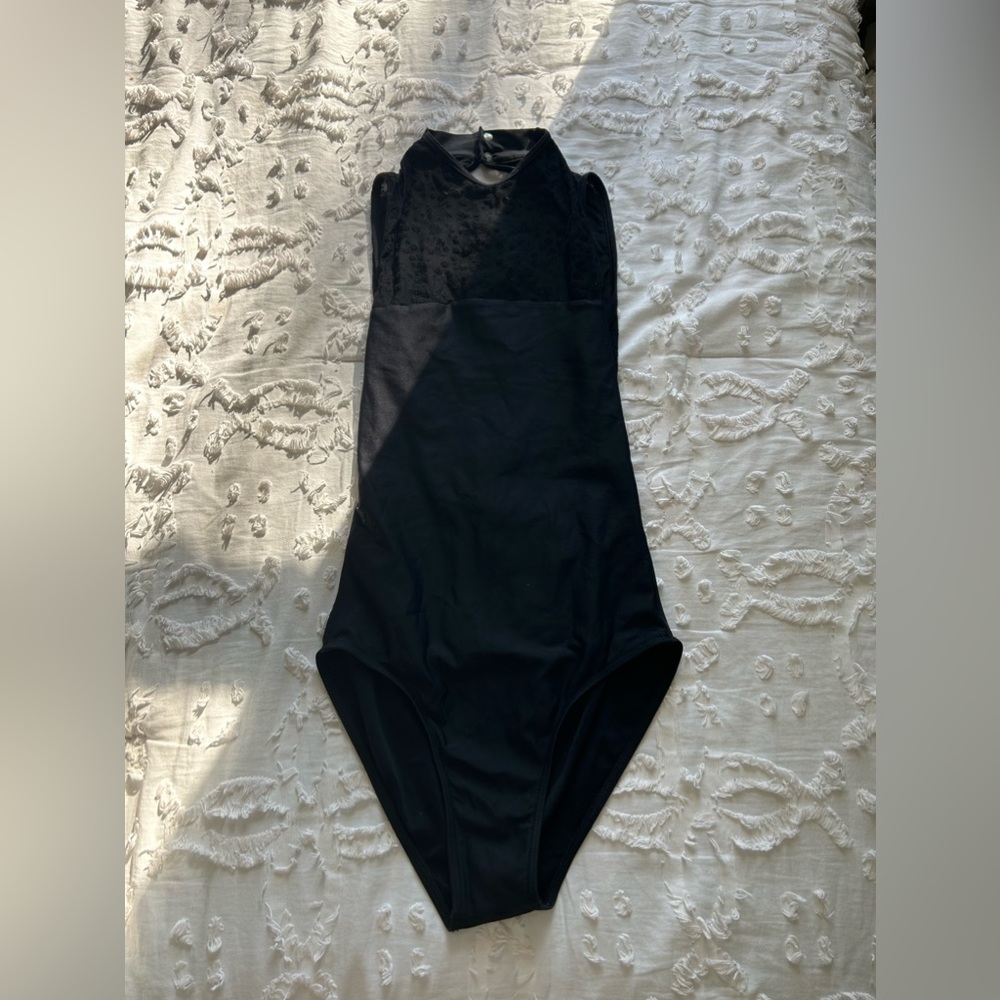 black highneck wearmoi dance leotard size adult medium
